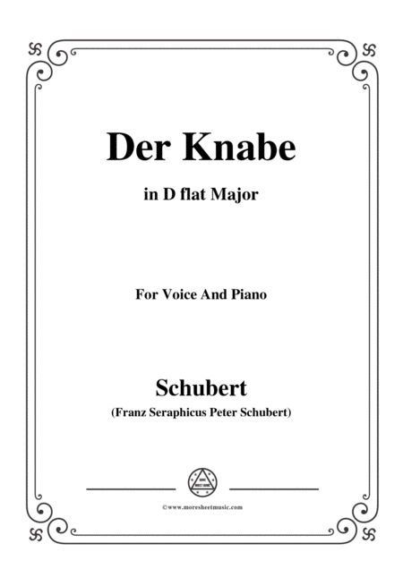 Schubert Der Knabe In D Flat Major For Voice Piano Sheet Music