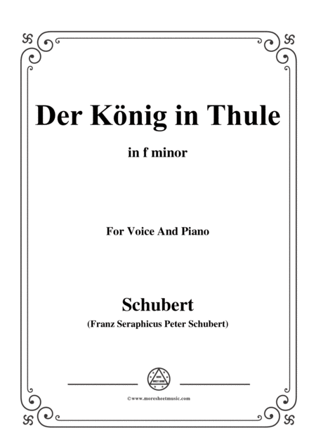 Schubert Der Knig In Thule In F Minor Op 5 No 5 For Voice Piano Sheet Music