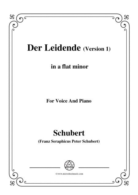 Schubert Der Leidende The Sufferer Version 1 D 432 In A Flat Minor For Voice Piano Sheet Music