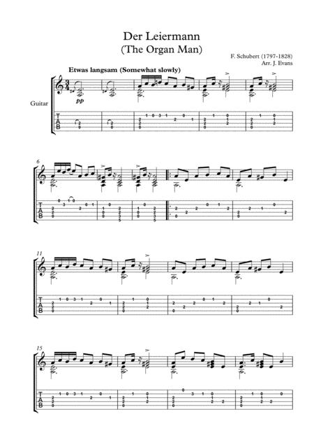 Free Sheet Music Schubert Der Leiermann Solo Guitar