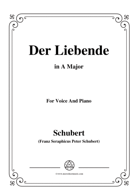 Free Sheet Music Schubert Der Liebende D 207 In A Major For Voice And Piano