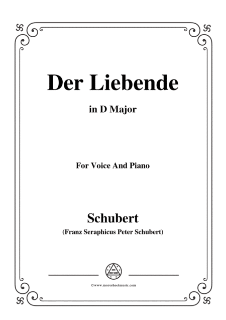 Free Sheet Music Schubert Der Liebende D 207 In D Major For Voice And Piano