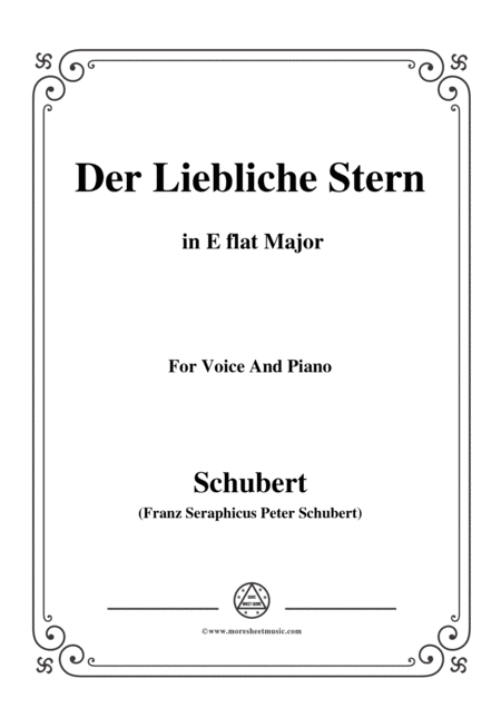 Schubert Der Liebliche Stern In E Flat Major For Voice Piano Sheet Music