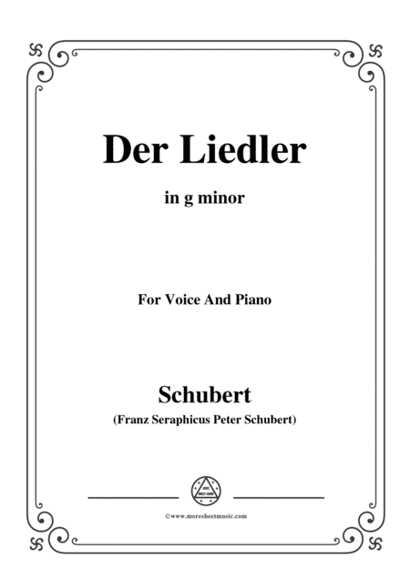 Free Sheet Music Schubert Der Liedler Op 38 D 209 In G Minor For Voice Piano