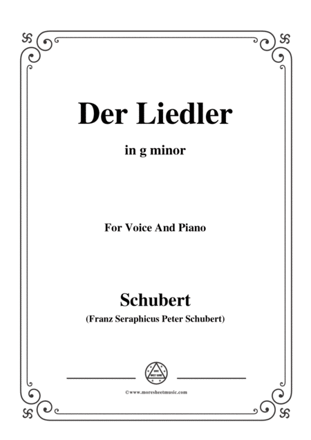 Schubert Der Liedler Op 38 D 209 In G Minor For Voice Piano Sheet Music