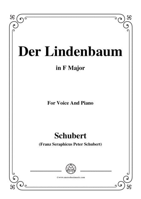 Schubert Der Lindenbaum Op 89 No 5 In F Major For Voice And Piano Sheet Music