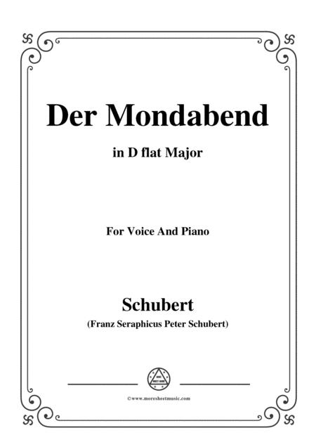 Schubert Der Mondabend Op 131 No 1 In D Flat Major For Voice Piano Sheet Music