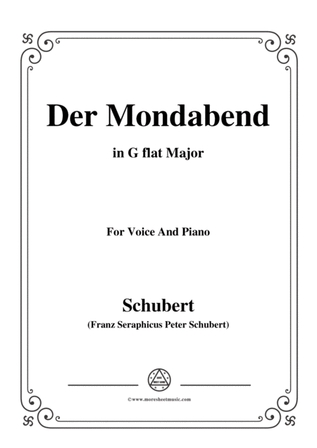 Free Sheet Music Schubert Der Mondabend Op 131 No 1 In G Flat Major For Voice Piano