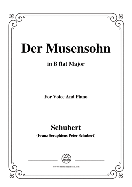 Schubert Der Musensohn In B Flat Major For Voice And Piano Sheet Music