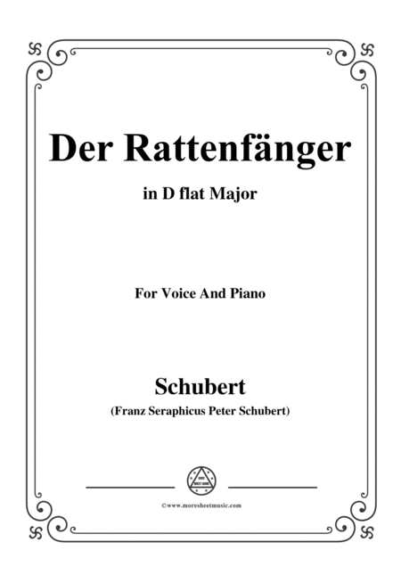 Free Sheet Music Schubert Der Rattenfnger In D Flat Major For Voice Piano