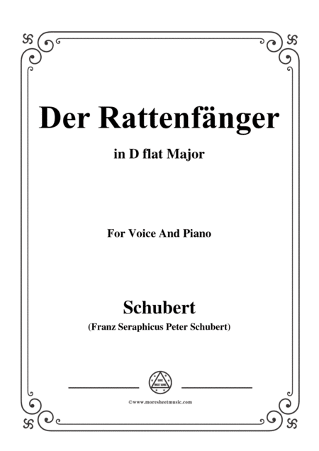 Schubert Der Rattenfnger In D Flat Major For Voice Piano Sheet Music