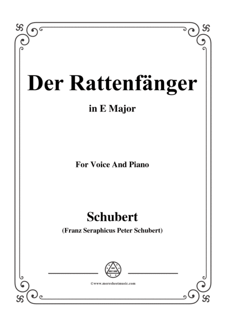 Schubert Der Rattenfnger In E Major For Voice Piano Sheet Music