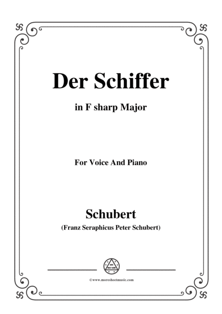 Schubert Der Schiffer In F Sharp Major For Voice Piano Sheet Music