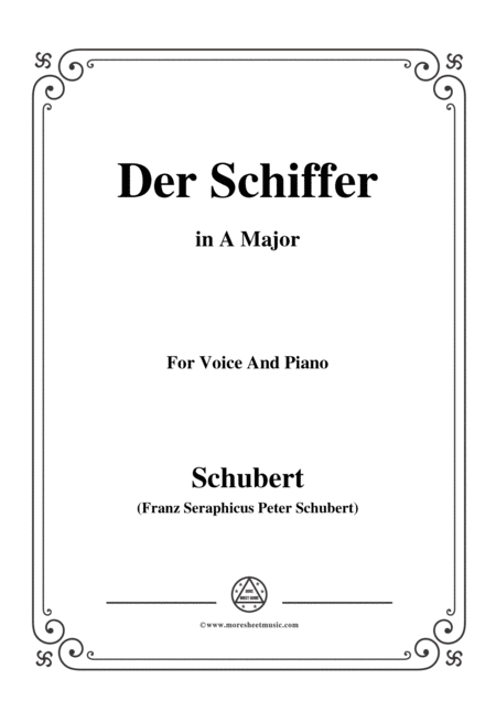 Free Sheet Music Schubert Der Schiffer Op 21 No 2 In A Major For Voice Piano