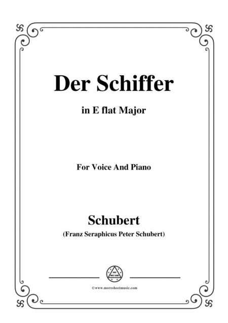 Schubert Der Schiffer Op 21 No 2 In E Flat Major For Voice Piano Sheet Music