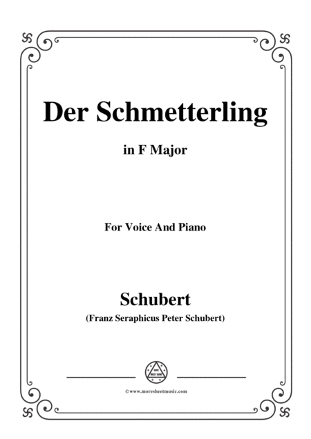 Schubert Der Schmetterling Op 57 No 1 In F Major For Voice Piano Sheet Music