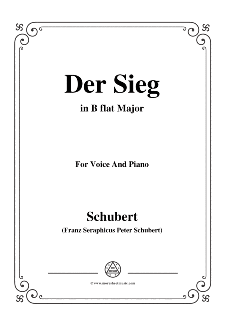 Free Sheet Music Schubert Der Sieg In B Flat Major For Voice Piano