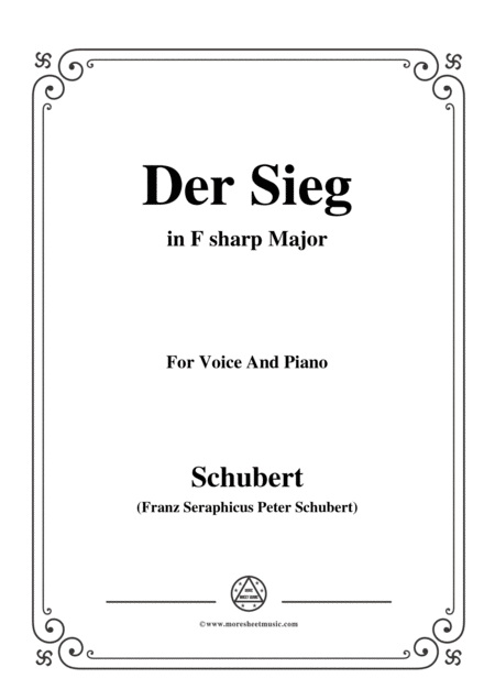 Schubert Der Sieg In F Sharp Major For Voice Piano Sheet Music