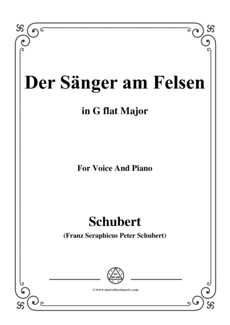 Free Sheet Music Schubert Der Snger Am Felsen In G Flat Major For Voice Piano