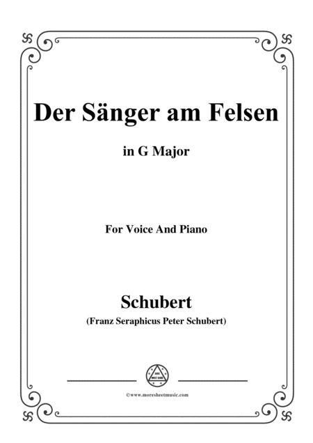 Schubert Der Snger Am Felsen In G Major For Voice Piano Sheet Music