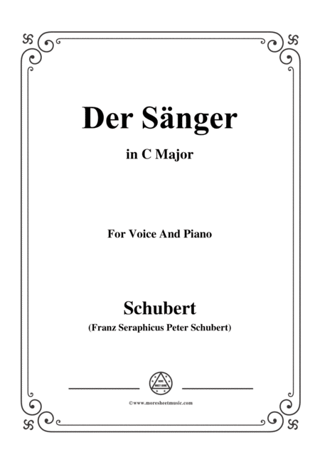 Schubert Der Snger Op 117 In C Major For Voice Piano Sheet Music