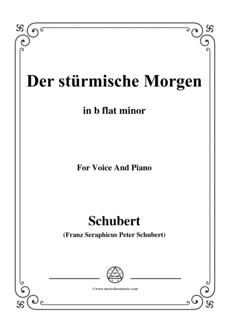 Schubert Der Strmische Morgen From Winterreise Op 89 D 911 No 18 In B Flat Minor For Voice Piano Sheet Music