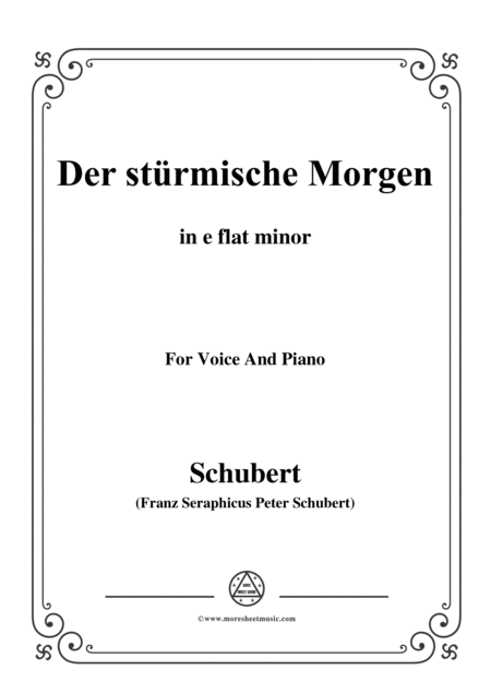 Free Sheet Music Schubert Der Strmische Morgen From Winterreise Op 89 D 911 No 18 In E Flat Minor For Voice Piano