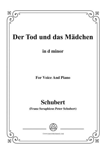 Free Sheet Music Schubert Der Tod Und Das Mdchen Op 7 No 3 In D Minor For Voice Piano