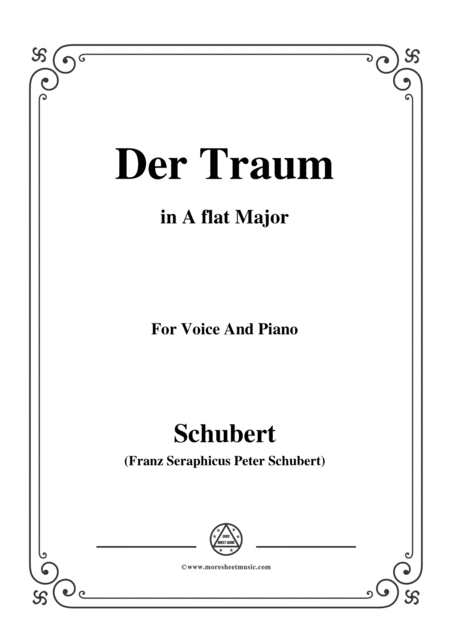 Schubert Der Traum Op 172 No 1 In A Flat Major For Voice Piano Sheet Music