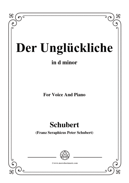 Schubert Der Unglckliche In D Minor Op 87 No 1 For Voice And Piano Sheet Music