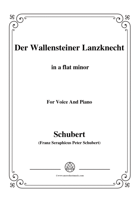 Free Sheet Music Schubert Der Wallensteiner Lanzknecht In A Flat Minor For Voice Piano