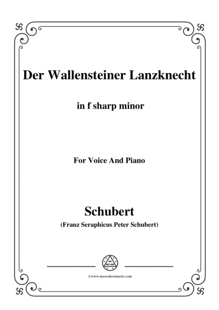 Free Sheet Music Schubert Der Wallensteiner Lanzknecht In F Sharp Minor For Voice Piano