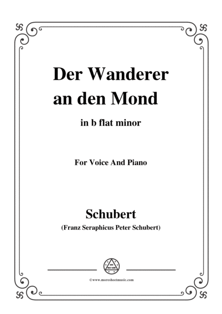 Schubert Der Wanderer An Den Mond Op 80 In B Flat Minor For Voice Piano Sheet Music