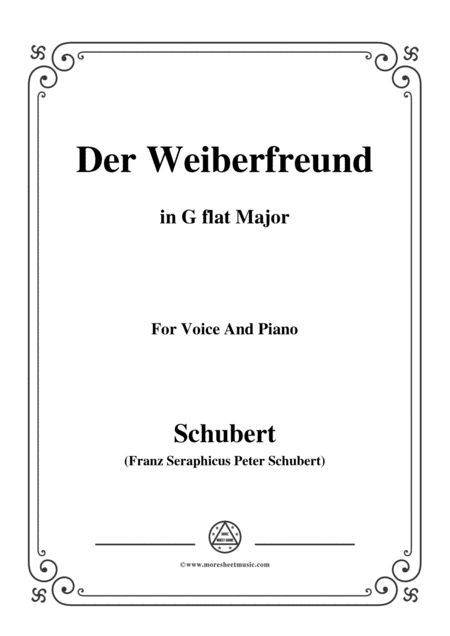 Schubert Der Weiberfreund The Philanderer D 271 In G Flat Major For Voice Piano Sheet Music