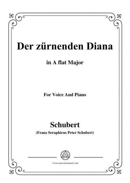 Free Sheet Music Schubert Der Zrnenden Diana Op 36 No 1 In A Flat Major For Voice Piano