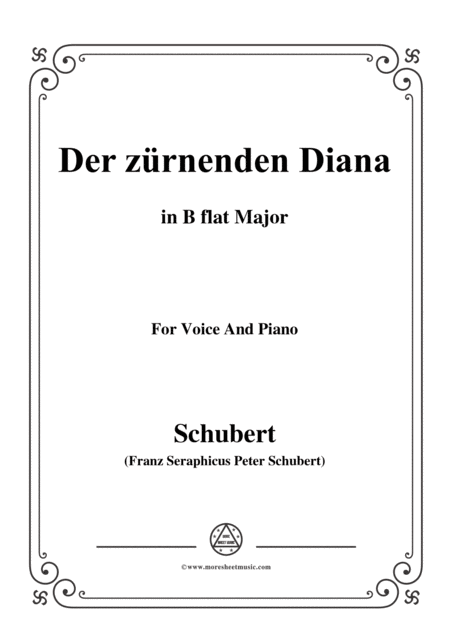 Schubert Der Zrnenden Diana Op 36 No 1 In B Flat Major For Voice Piano Sheet Music