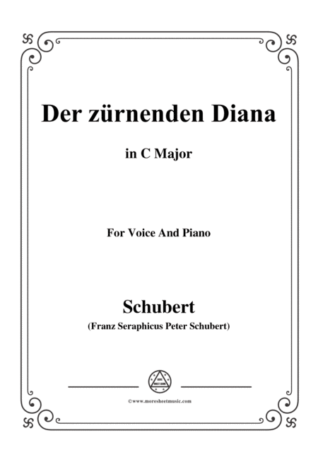 Free Sheet Music Schubert Der Zrnenden Diana Op 36 No 1 In C Major For Voice Piano