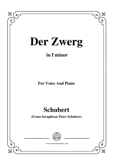 Schubert Der Zwerg Op 22 No 1 In F Minor For Voice Piano Sheet Music