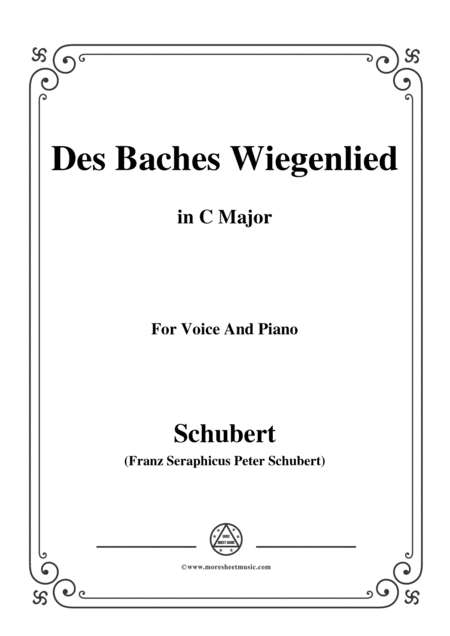 Schubert Des Baches Wiegenlied From Die Schne Mllerin Op 25 No 20 In C Major For Voice Piano Sheet Music