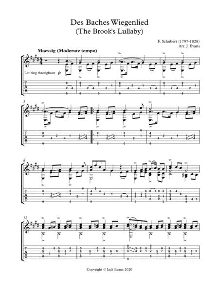 Schubert Des Baches Wiegenlied Solo Guitar Sheet Music