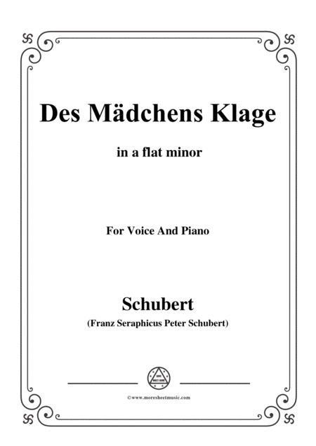 Schubert Des Mdchens Klage In A Flat Minor Op 8 No 3 For Voice And Piano Sheet Music