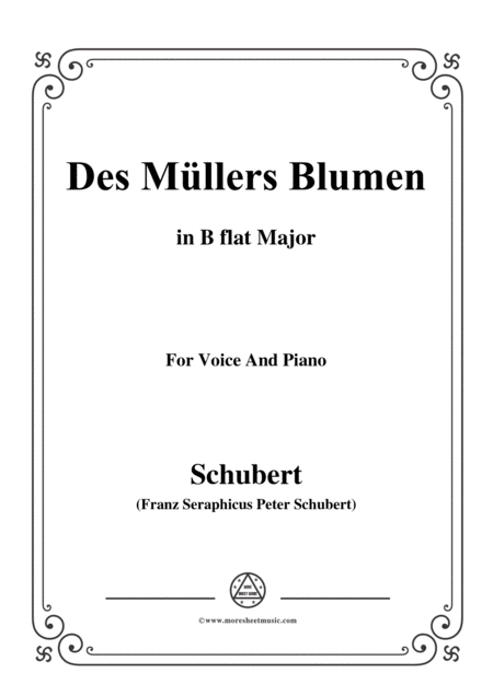 Free Sheet Music Schubert Des Mllers Blumen In B Flat Major For Voice And Piano