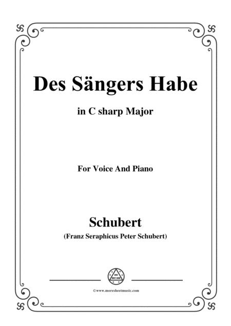 Free Sheet Music Schubert Des Sngers Habe In C Sharp Major For Voice Piano