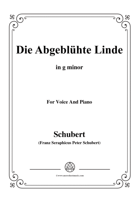 Schubert Die Abgeblhte Linde The Faded Linden Tree Op 7 No 1 In G Minor For Voice Pno Sheet Music