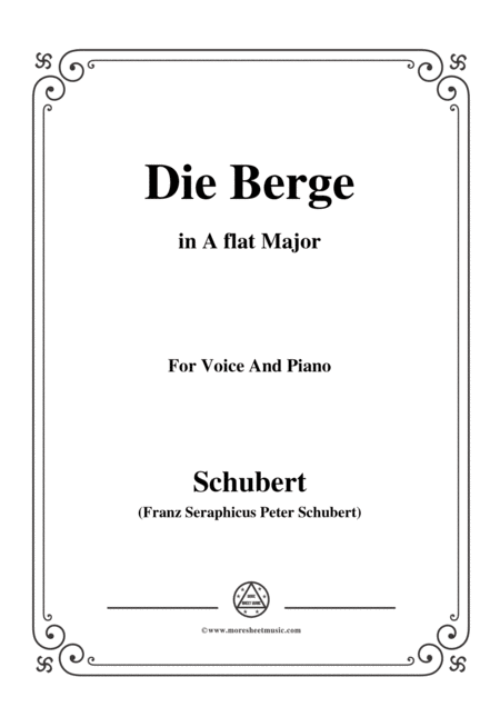 Free Sheet Music Schubert Die Berge Op 57 No 2 In A Flat Major For Voice Piano