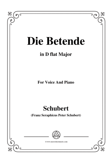 Free Sheet Music Schubert Die Betende In D Flat Major For Voice Piano