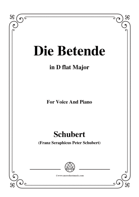 Schubert Die Betende In D Flat Major For Voice Piano Sheet Music