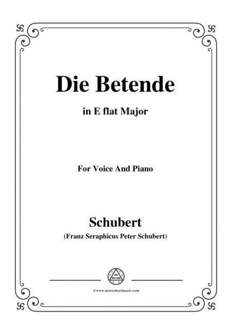 Schubert Die Betende In E Flat Major For Voice Piano Sheet Music