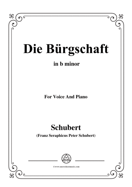 Schubert Die Brgschaft The Bond D 246 In B Minor For Voice Piano Sheet Music