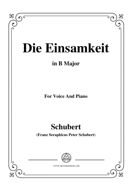 Schubert Die Einsamkeit In B Major For Voice Piano Sheet Music